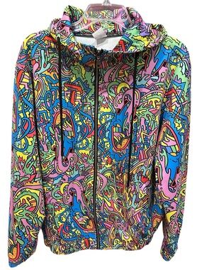 Rare Tyler Wallach Studio Psychedelic Monster Print Pop Art Zip-Up Hoodie